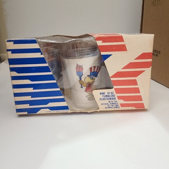 NIB 1984 Olympics LOS ANGELES LA 9 Plastic Cups - Picture 1 of 7